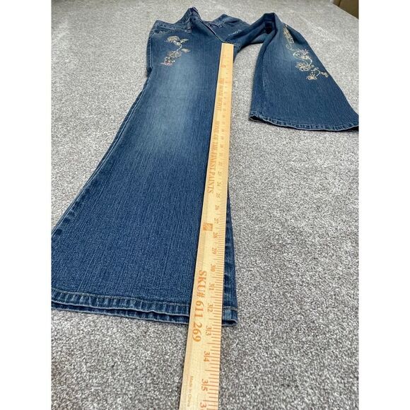 Angels womens flare jeans sz 7 mid rise blue jeans Y2K decor sequins embroidery - Picture 5 of 12